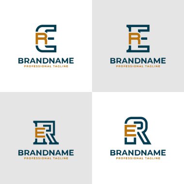 Acil Servis ve RE Monogram Logosu. Acil Servis veya RE baş harfleriyle iş yapmak için uygun.