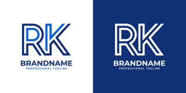 Harfler RK Line Monogram Logosu, RK veya KR baş harfleri ile iş için uygun