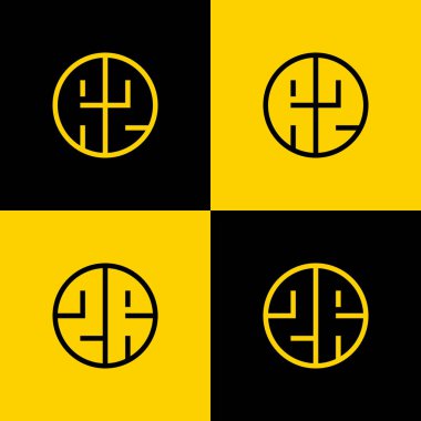 Basit RZ ve ZR Harfler Çemberi Logosu, RZ ve ZR harfleri ile iş yapmak için uygun.