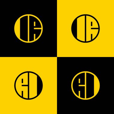 IR ve RI Harfler Çemberi Logosu, IR ve RI harfleri ile iş için uygun.