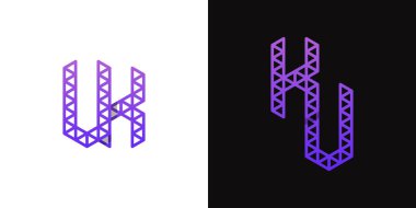 KU ve UK Polygon Logosu harfleri, KU veya UK baş harfleriyle çokgen ile ilgili işler için uygundur