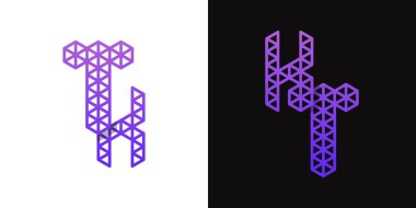 KT ve TK Polygon Logosu harfleri, KT veya TK baş harfli çokgen ile ilgili işler için uygundur