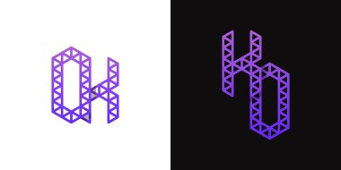 KO ve OK Polygon Logosu harfleri, KO veya OK harfleriyle çokgen ile ilgili işler için uygundur