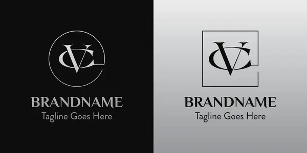 Γράμματα Circle Square Logo Set Για Επιχειρήσεις Αρχικά — Διανυσματικό Αρχείο