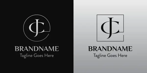 Γράμματα Circle Square Logo Set Για Επιχειρήσεις Αρχικά — Διανυσματικό Αρχείο