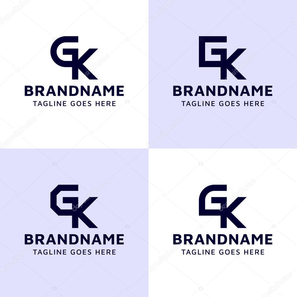 Letters GK Monogram Logo Set, suitable for any business with KG or GK initials.