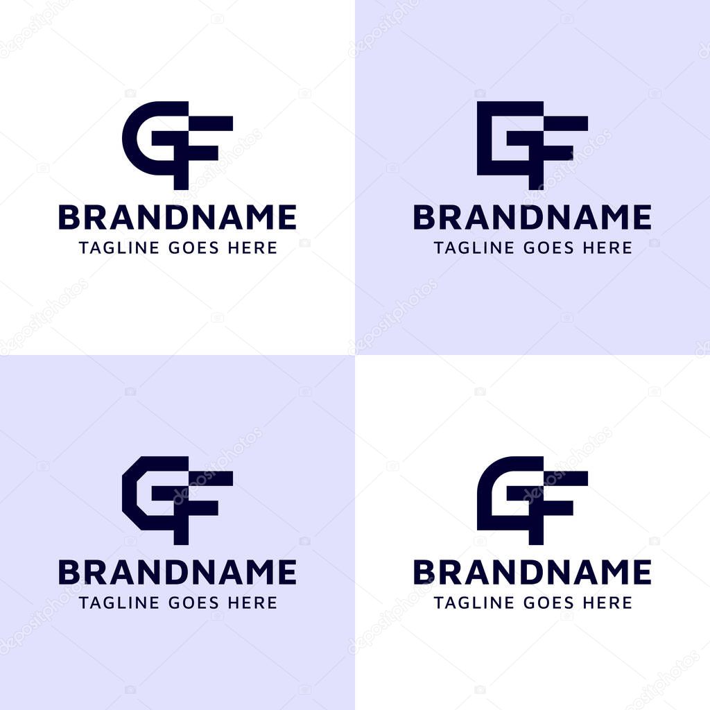 Letters GF Monogram Logo Set, suitable for any business with FG or GF initials.