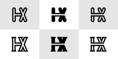 Harfler HX Monogram Logo Set, HX veya XH baş harfleri ile iş için uygun