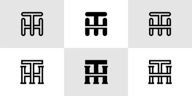 HT Monogram Logo Seti Harfleri, HT veya TH baş harfleri ile iş için uygun