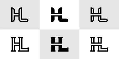 HL Monogram Logo Seti Harfleri, HL veya LH baş harfleri ile iş için uygun