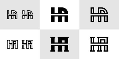 Harfler HA Monogram Logosu Seti, HA veya AH baş harfleri ile iş yapmak için uygun