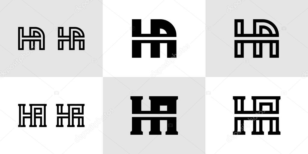 Letters HA Monogram Logo Set, suitable for business with HA or AH initials