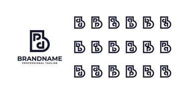 Letters bpd, bdd, bpp, bqq, bqb, bbp, bdq, bbb, bdb, bpb, bqd, bdp, bpq, bbd, bdd, bpp, bqp, bdq, bqq Logo Set clipart