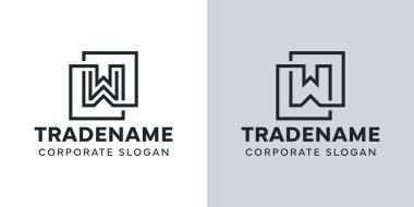 Çift Kare Logolu Modern Harf W, W harfiyle başlayan iş için.
