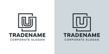 Çift Kare Logolu Modern Harf U, U harfiyle başlayan iş için.