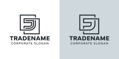 Çift Kare Logolu Modern Harf J, J harfiyle başlayan iş için.