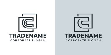 Çift Kare Logolu Modern Harf C, C harfiyle başlayan iş için.