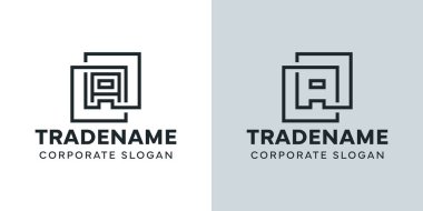 Çift Kare Logolu Modern Harf A, A harfiyle başlayan iş için.