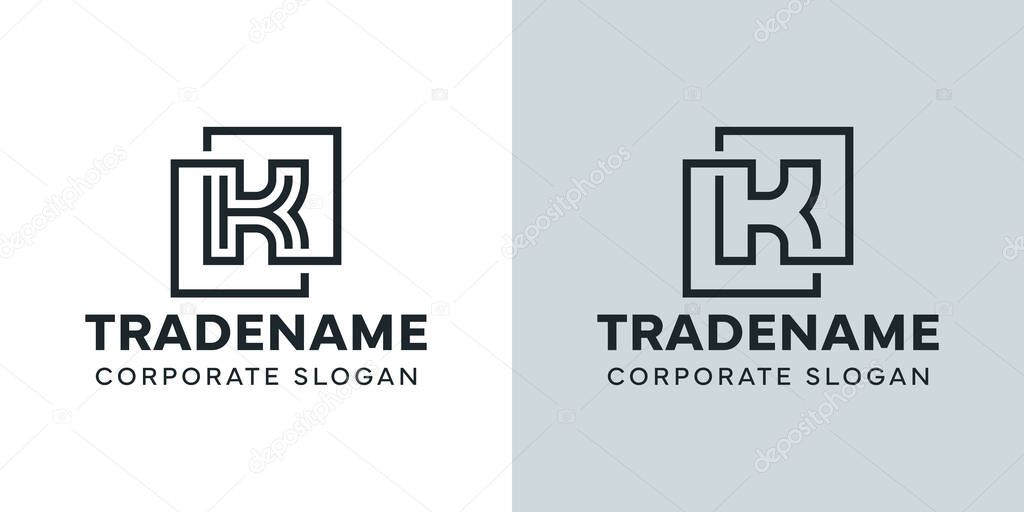 Modern Letter K with Double Square Logo, for business with K initial