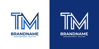 TM Line Monogram Logosu, TM veya MT harfleri ile iş yapmak için uygun