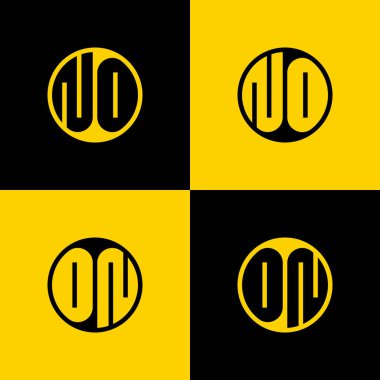 Basit HAYIR ve Harf Çemberi Logosu Seti, açık ve HAYIR harfleriyle iş için uygun