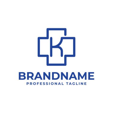 K harfi tıbbi haç küçük harf logosu, K harfi ile başlayan tıbbi haç veya eczaneyle ilgili işler için uygun.