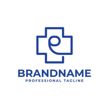 E harfi tıbbi haç logosu, tıbbi haç ya da eczaneyle ilişkili E harfli iş için uygun.