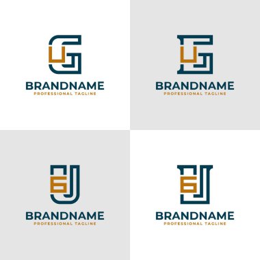 Zarif Harfler GU ve UG Monogram Logosu, UG veya GU harfleri ile iş yapmak için uygun.