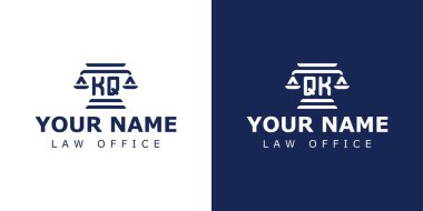 Letter KQ and QK Legal Logo, for lawyer, legal, or justice with KQ or QK initials clipart