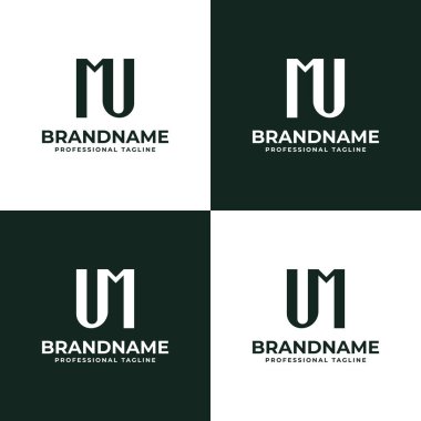 Harfler MU ve UM Monogram Logosu, UM veya MU harfleriyle başlayan her iş için uygundur.