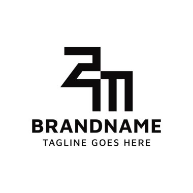 ZM Monogram Logo Seti Harfleri, MZ veya ZM baş harfleri olan her iş için uygundur