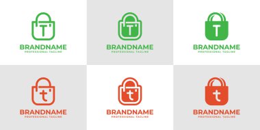 T Harfi Alışveriş Torbası Logosu Seti, Özel ve Niche Perakende Pazarları için Hazırlandı
