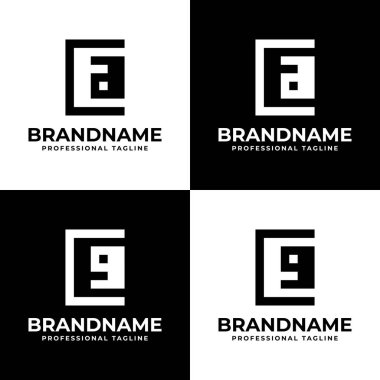 EA veya EG Monogram logosu harfleri, EA, AE, EG veya GA harfleri için uygundur.