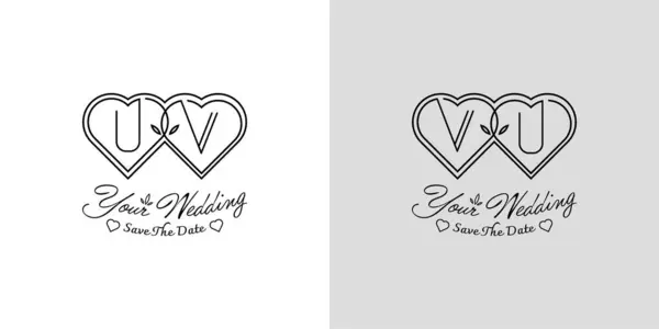 stock vector Letters UV and VU Wedding Love Logo, for couples with U and V initials