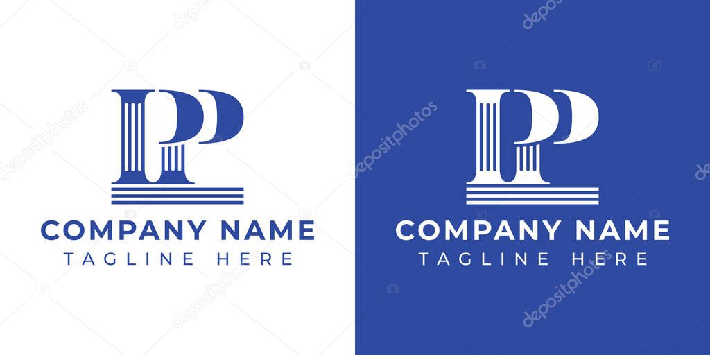 Letters PP Pillar Logo Set, suitable for any business with PP related to Pillar