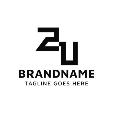 ZU Monogram Logo Seti Harfleri, UZ veya ZU harfleriyle başlayan her iş için uygundur