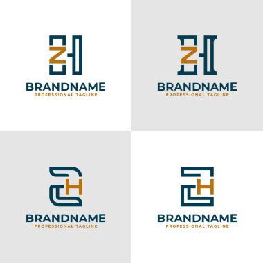 Elegant Letters HZ and ZH Monogram Logo, suitable for business with ZH or HZ initials clipart