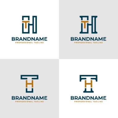 Şık Harfler HT ve TH Monogram Logosu, TH veya HT harfleri ile iş yapmak için uygun