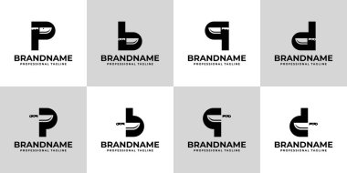 Harf B, D, P, veya Q Bıçak Logosu Seti, Kasap Dükkanları veya Restoran Markası