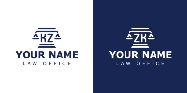 Letter KZ and ZK Legal Logo, for lawyer, legal, or justice with KZ or ZK initials clipart