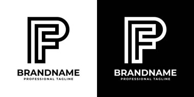 PF Monogram Logosu Harfleri, PF veya FP baş harfleri olan her iş için uygundur