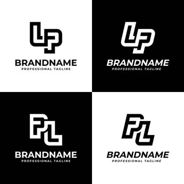 LP ve PL Monogram Logosu harfleri, LP veya PL baş harfleri olan her iş için uygundur