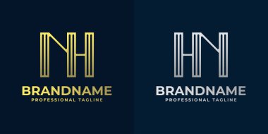 Letters NH and HN Stripes Logo, suitable for any business with HN or NH initials clipart