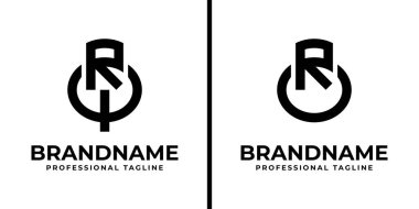 Harfler RQ ve RO Monogram Logosu, RQ, QR, RO ve OR harfleri ile her iş için uygundur.