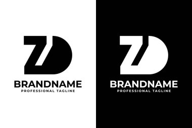 ZD Monogram Logosu Harfleri, ZD veya DZ baş harfleri olan her iş için uygundur