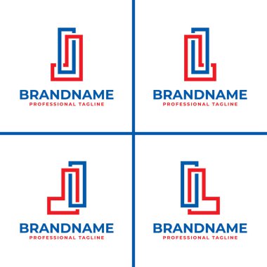 IJ veya IL Monogram Logo Set harfleri, IJ, JI, IL veya LI harfleri ile ilgili her iş için