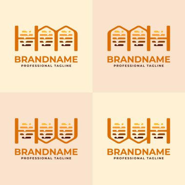 Harfler HM MH HW WH Bal Tarağı Logosu, Arıcılık ve Bal Yapımcıları İçin Mükemmel