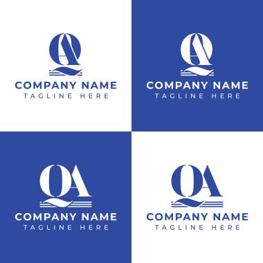 Letters QA and AQ Pillar Logo Set, suitable for business with AQ and QA related to Pillar clipart