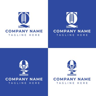 QT ve TQ Sütun Logosu Seti, TQ ve QT ile ilgili Pillar ile iş yapmak için uygun