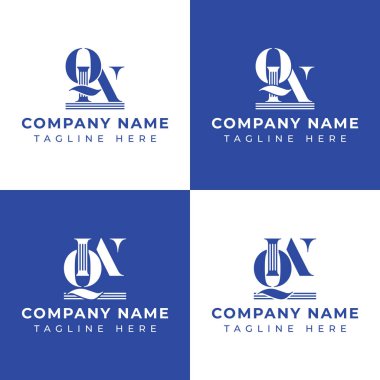 QW ve WQ Sütun Logosu Seti, WQ ve QW ile iş yapmak için uygun Sütun